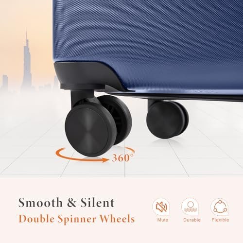 Sweetcrispy 3-Piece Luggage Sets, Hard Shell ABS Suitcases with Double Spinner W... - Image 6