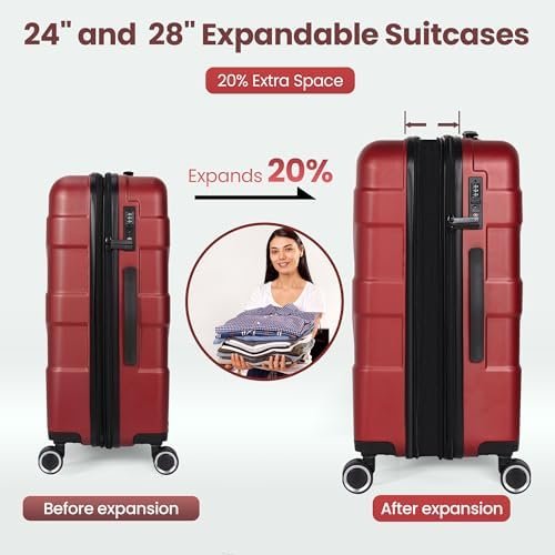Luggage Sets 3 Piece Suitcase Set with Spinner Wheel, Hardside Luggage Sets with... - Image 5