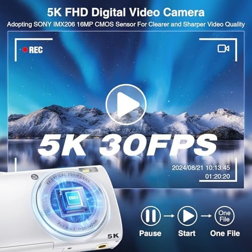 5K Digital Camera for Photography with 5X Optical Zoom, 2024 Upgraded 64MP Autof... - Image 3