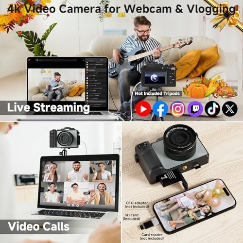 4K Digital Camera for Photography, 64MP WiFi Vlogging Camera for YouTube with 4 ... - Image 5