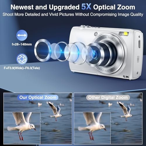 5K Digital Camera for Photography with 5X Optical Zoom, 2024 Upgraded 64MP Autof... - Image 4