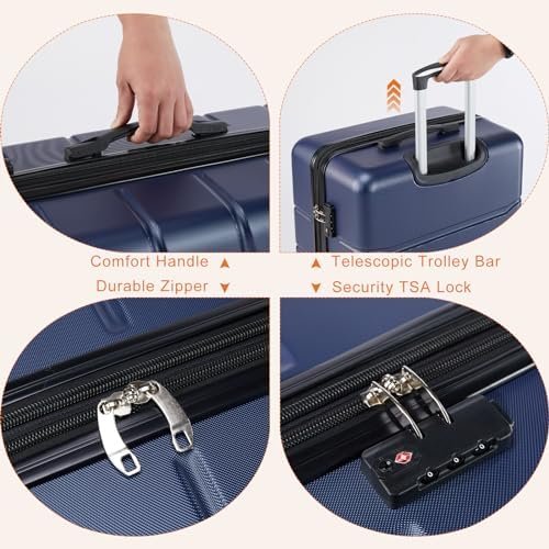 Sweetcrispy 3-Piece Luggage Sets, Hard Shell ABS Suitcases with Double Spinner W... - Image 9