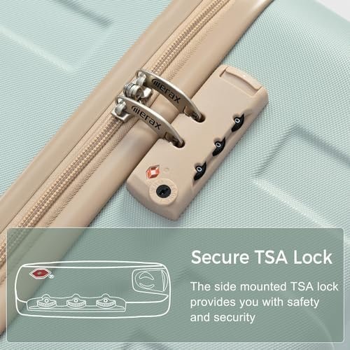 Merax 5 Pcs ABS Hardshell Luggage Spinner Wheel TSA Lock Suitcase, Grey Green, 5... - Image 5