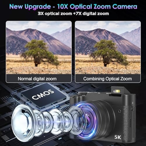 5K Digital Camera, Optical Digital Zoom 64MP WiFi Cameras for Photography & Vide... - Image 3