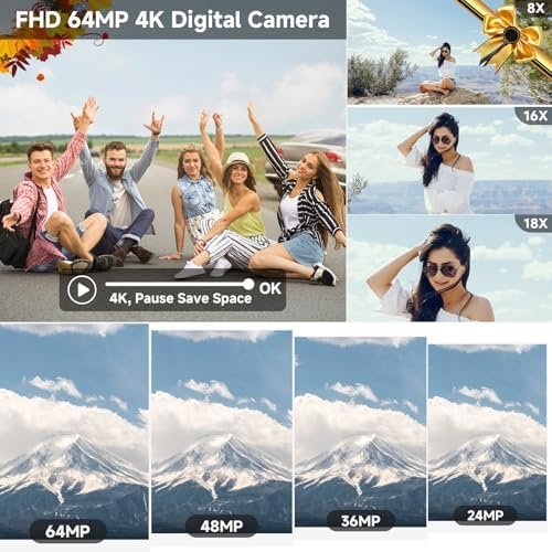 4K Digital Camera for Photography, 64MP WiFi Vlogging Camera for YouTube with 4 ... - Image 4
