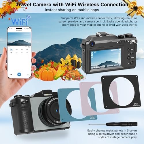 4K Digital Camera for Photography, 64MP WiFi Vlogging Camera for YouTube with 4 ... - Image 3