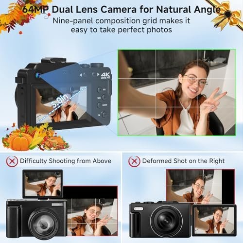 4K Digital Camera for Photography, 64MP WiFi Vlogging Camera for YouTube with 4 ... - Image 6